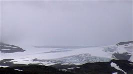 The Blåisen Glacier, part of the Hardanger Glacier, as seen from Oksabotnen, 11.5 miles into the ride